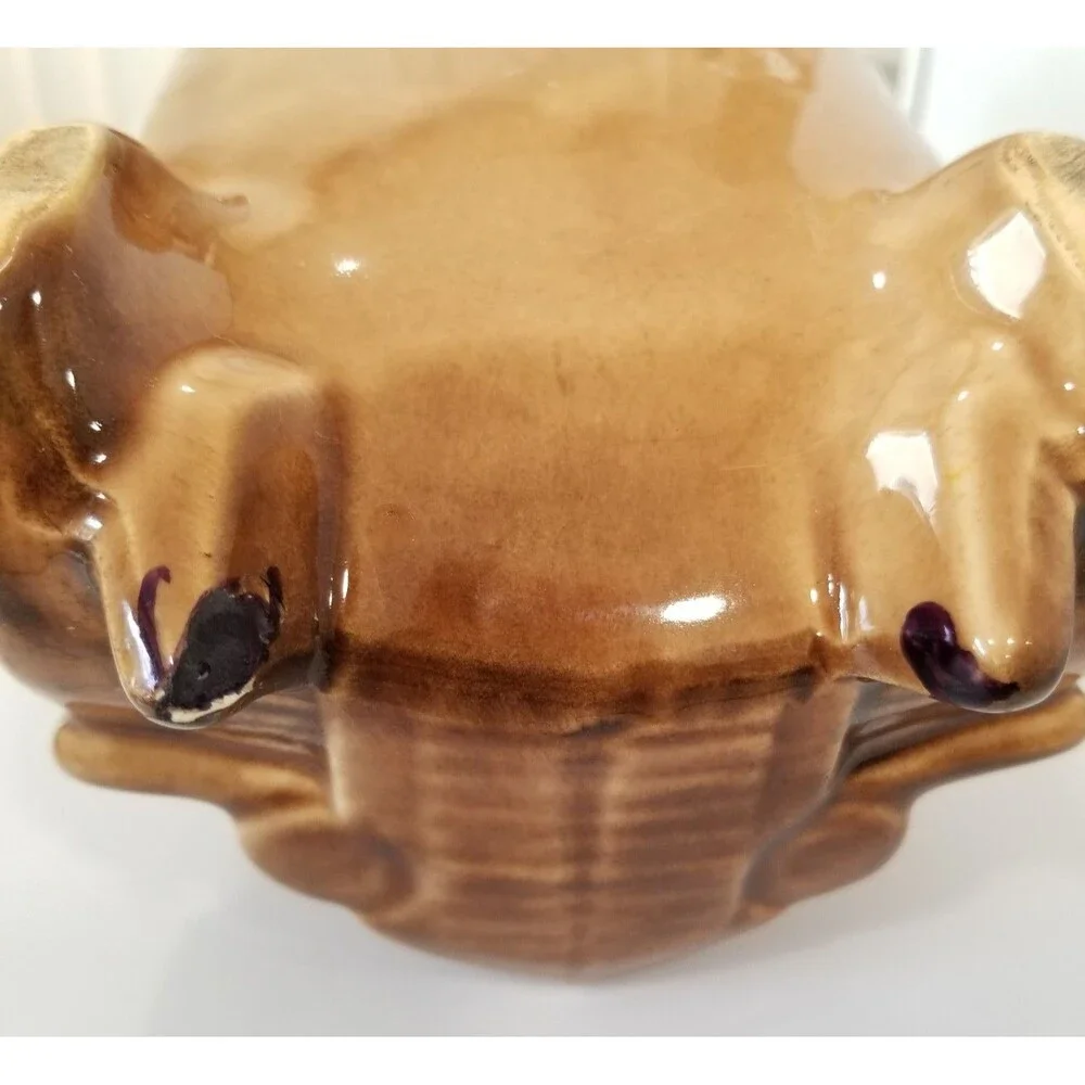 Vintage USA‑Marked Brown Ceramic Car Figurine Planter
